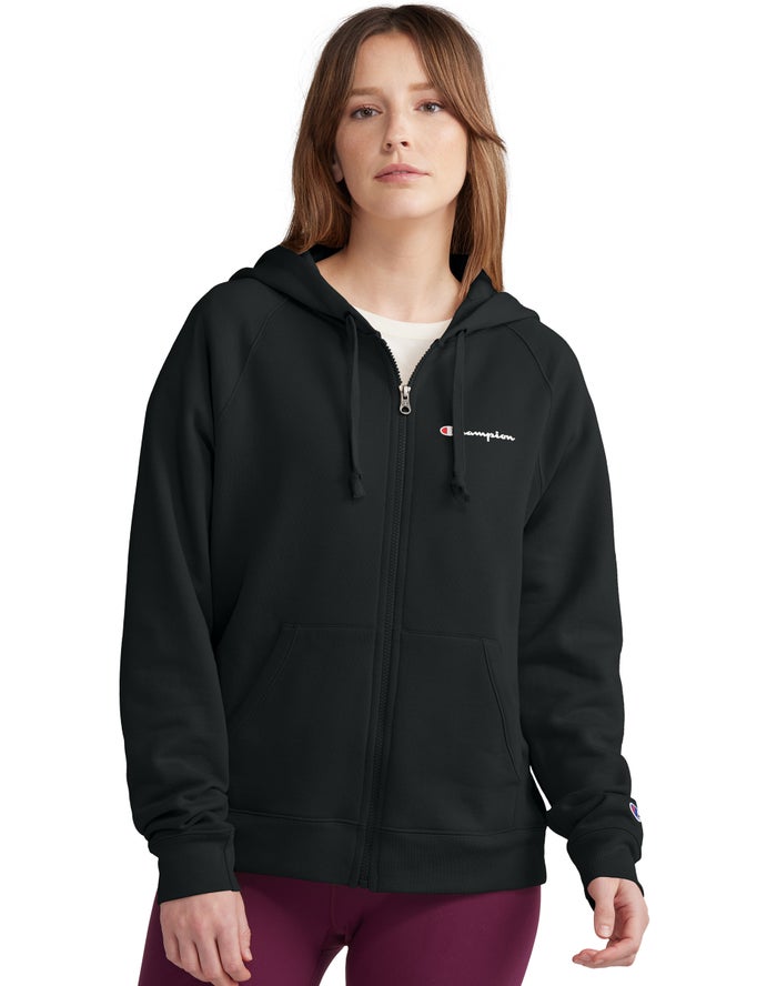 Champion Powerblend Fleece Full Zip - Naisten Mustat Huppari - Suomi 9104725-EP